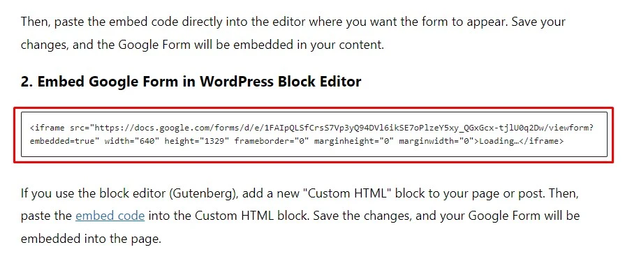 How to Embed Google Form in WordPress? 6 Embedded Google Form in WordPress Block Editor