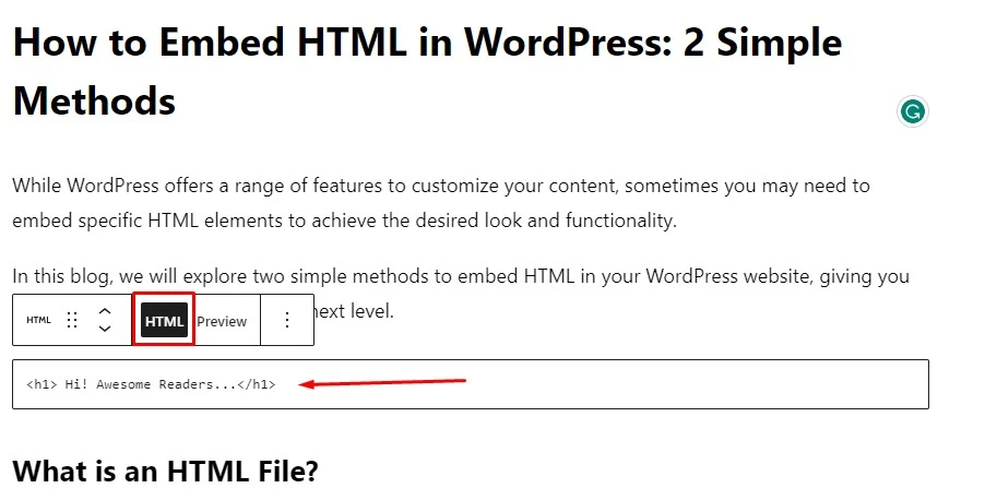 How to Embed HTML in WordPress: 2 Simple Methods 4 Insert HTML code in WordPress editor