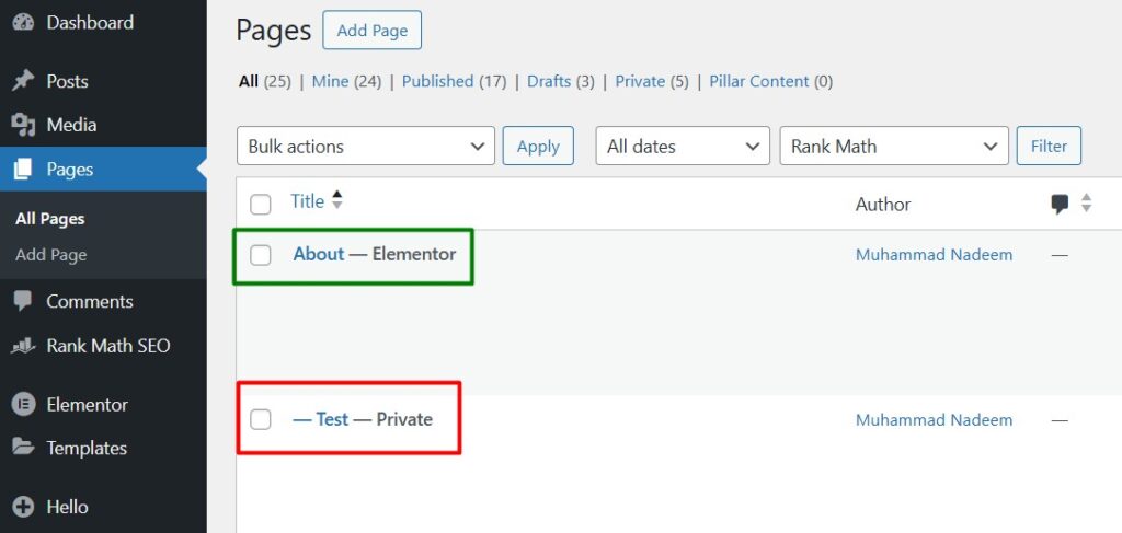 What is a Subpage? 5 Screenshot showing parent and child pages