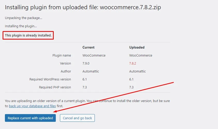 How to Downgrade Woocommerce Plugin? 5 This plugin is already installed